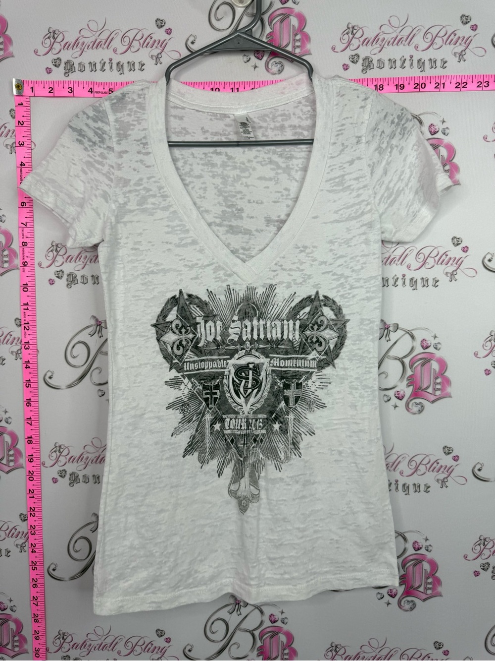 Next Level Apparel JOE SATRIANI tour 2013 shirt White V-Neck Graphic Tee